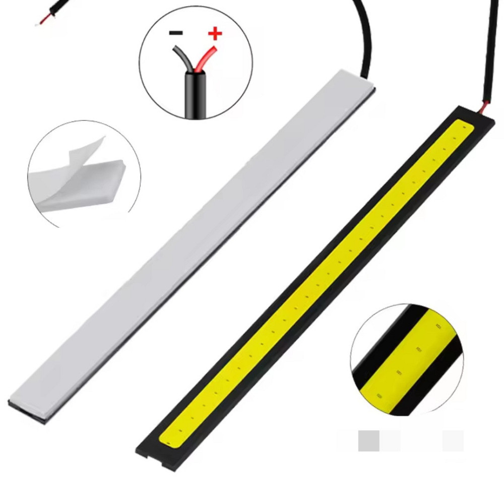 Автомобільна світлодіодна led стрічка протитуманні ходові вогні COB 12v 17 см холодно-синій Київ - фото 5