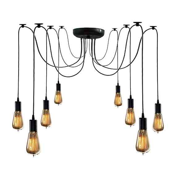 Підвісна люстра павук чорна 8 ламп Е27 Spider 149-8 Одеса