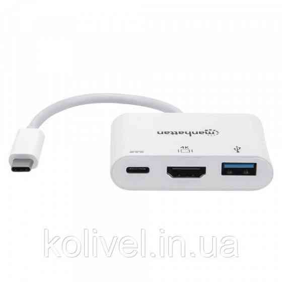 Док-станція USB3.1 Type-C --> HDMI/USB 3.0/PD 60W 4-in-1 White Manhattan (152945) Київ