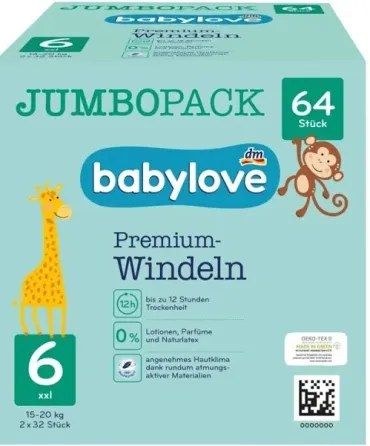 Преміум підгузники babylove 6, XXL 15-20 kg, 64 шт. (Німеччина) Львів
