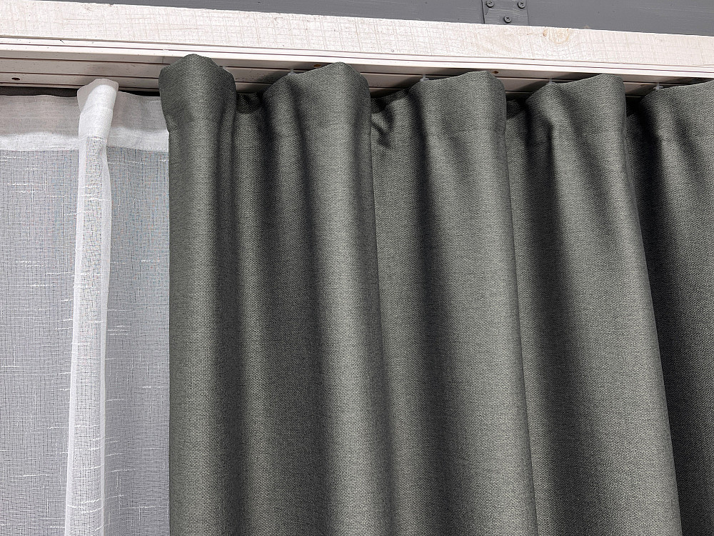 Комплект штор VR-Textil Шеніл 150х270 2шт і Тюль 600х270 1592ш-1428т Сірий з білим 71-201/5 Київ - фото 8