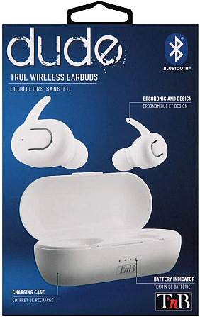 Беспроводные вакуумные наушники T'nB Dude с Bluetooth 5.0 зарядный кейс на 25 часов эргономичный диз Киев - изображение 5