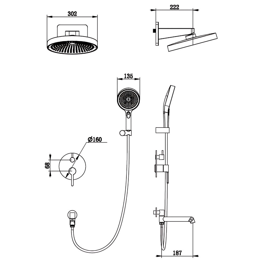Вбудована душова система Koer KB-66029-01 3 функції, колір хром (KR5483) Київ - фото 5