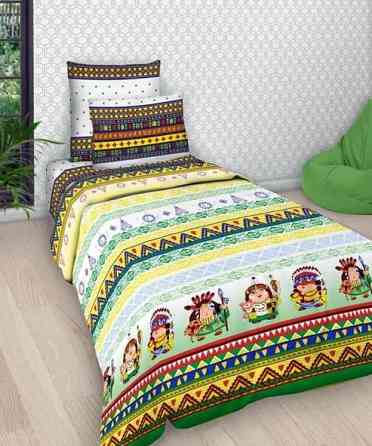 Дитячий комплект постільної білизни Ecotton полуторний 147х215 см Індіанці зелений (5753)3 Коломия