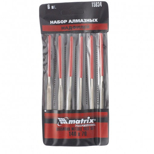 Набор надфилей алмазных, 140 х 70 х 3 мм, 6 шт Matrix Master Полтава - изображение 1