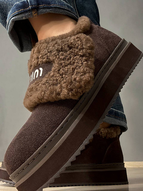 Черевики жіночі Hengji 88-6 на хутрі з липучкою замшеві коричневі, 39, 24,5 см Київ - фото 7