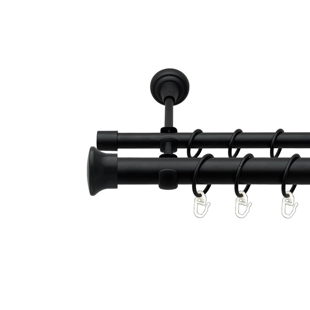 Карниз Orvit Дуо металевий дворядний відкритий гладка труба кільце металеве Чорний Оксамит 25\16 мм 300 см (00-00024519) Львів - фото 1