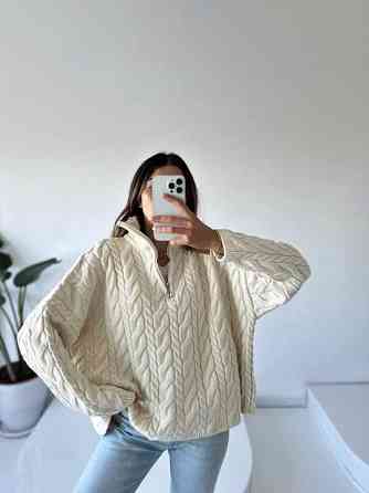 Жіночий класичний оверсайз светр з блискавкою машинна вʼязка Одеса