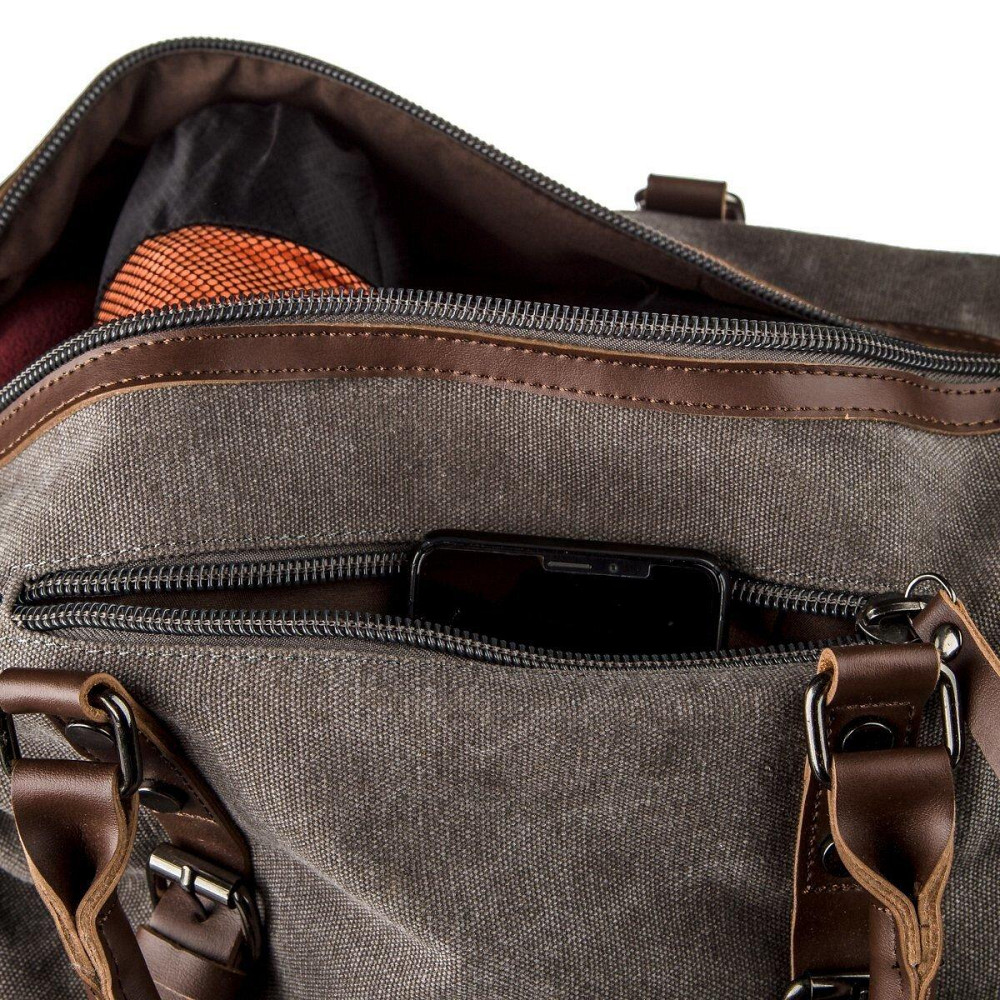 Дорожня сумка текстильна Vintage 20169 Сіра Київ - фото 4