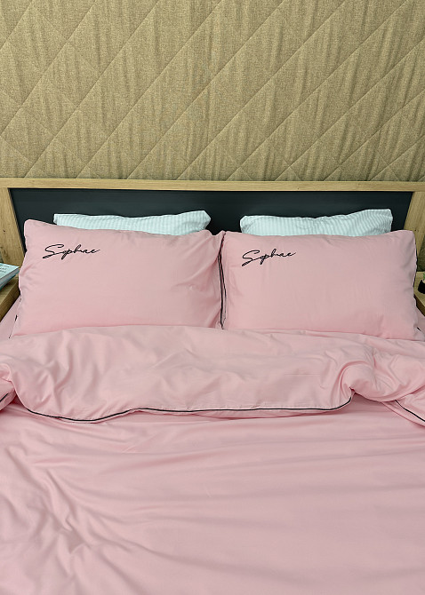 Комплект постільної білизни Сатин, Двоспальний 180х220 Рожевий (88-137) Київ - фото 5