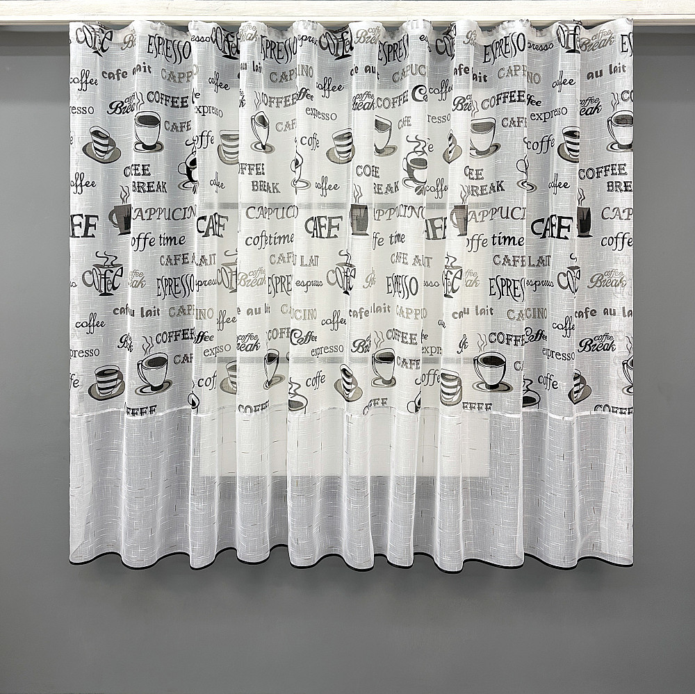 Кухонная тюль-арка VR-Textil № 1793т-1210т лен молочный с черным 300х160 см (53-0073) Киев - изображение 2