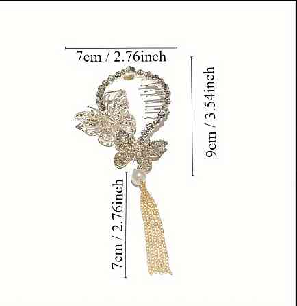 Декоративный гребень для волос с бабочками и подвеской Киев