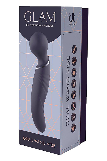 Вібратор мікрофон вигнутий подвійний стимуляції Dream Toys Glam Dual Wand Vibe, фіолетовий Sex Aura Київ - фото 5
