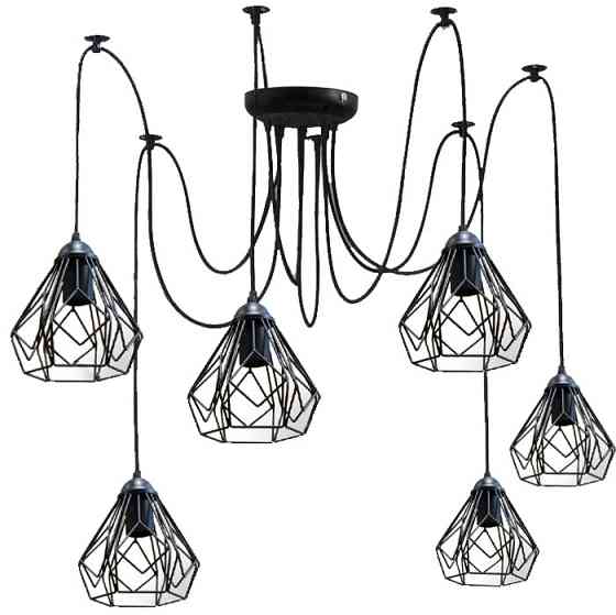 Подвесная люстра паук лофт 6 ламп Е27 черная Milan 538-6 Одесса