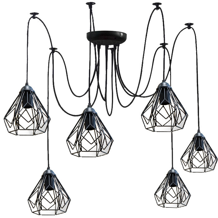 Подвесная люстра паук лофт 6 ламп Е27 черная Milan 538-6 Одесса - изображение 1