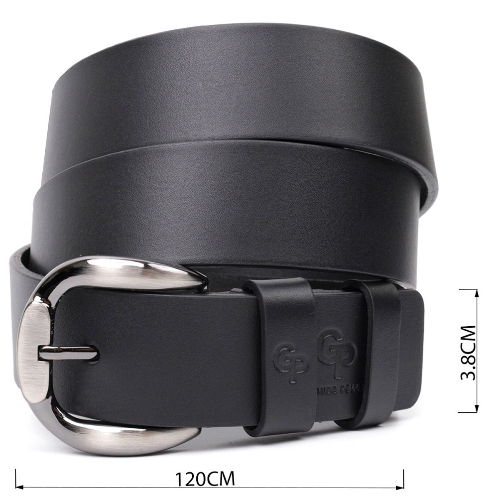 Люксовый ремень под джинсы из натуральной кожи GRANDE PELLE 11691 Черный Киев - изображение 8