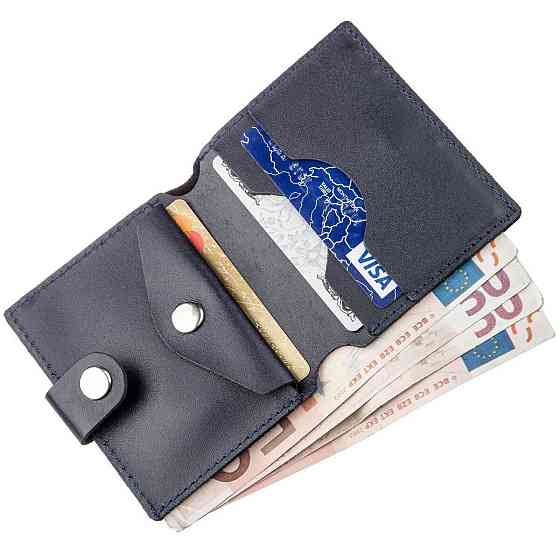 Портмоне вертикальне чоловіче шкіряне з монетницею SHVIGEL 16224 Синє Київ