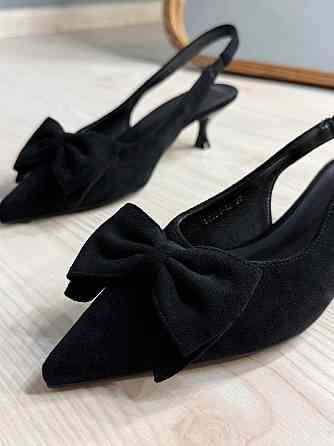 Туфли женские Meideli 2051-12 slingback лодочки с бантом на каблуке черные, 38, 24 см Киев