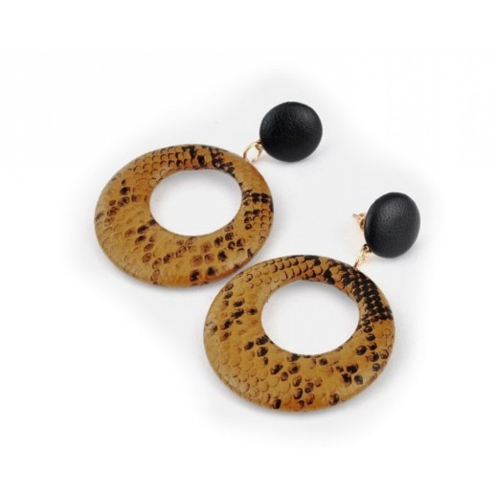 Серьги коричневые из экокожи, длина 5,5см СГ3180-10 Киев - изображение 1