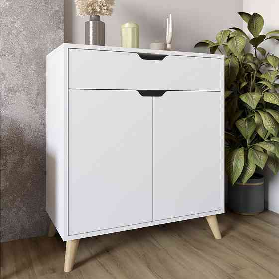 Комод в гостиную с ножками в цвете Орех светлый М-ЗОН Борн 750 Нимфеа Альба (белый) (MZN-031047) Львов