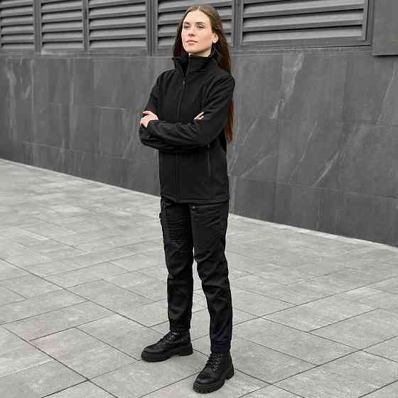 Чорна повсякденна весняна куртка на флісі Pobedov Shadow Жіноча Київ