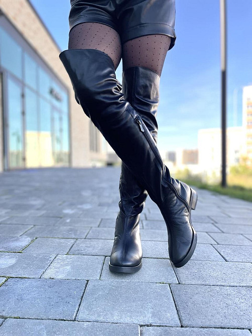 Nivelle Ботфорти демісезонні жіночі, натуральна шкіра, чорні на низькому ходу 3003/2510 / Чобот Коломыя - изображение 4