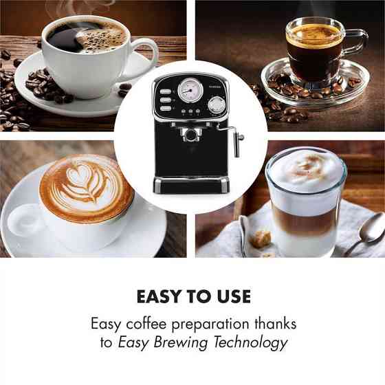 Еспресо-машина Espressionata Gusto 1100 Вт, тиск 15 барів, чорний, чорний (Німеччина, читати опис) Рівне