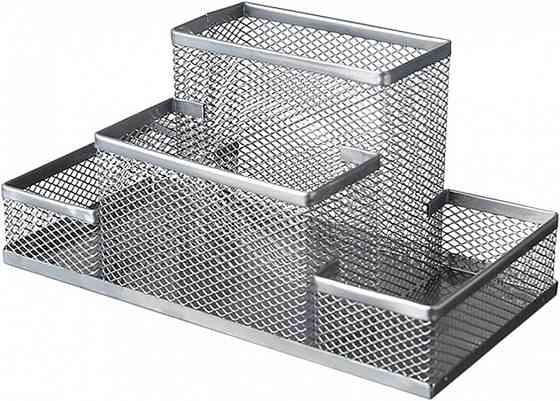 Металлическая подставка для канцелярских принадлежностей 4 секции серая Винница