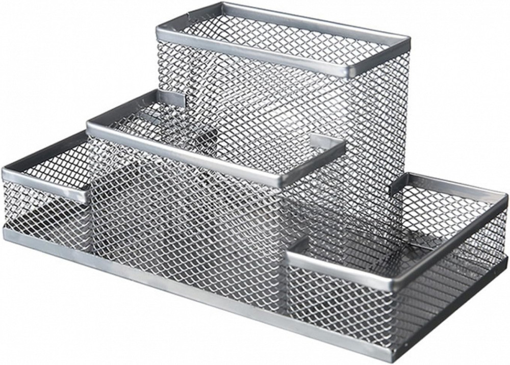 Металева підставка для канцелярського приладдя 4 секції сіра Вінниця - фото 1