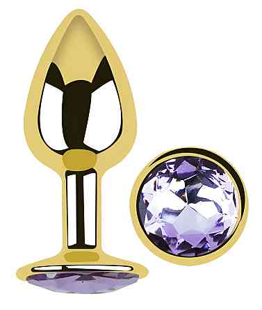 Анальная пробка с кристаллом EGZO - Gold Round Plug Amethyst size S Sex Aura Киев