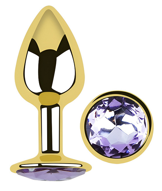 Анальная пробка с кристаллом EGZO - Gold Round Plug Amethyst size S Sex Aura Киев - изображение 2