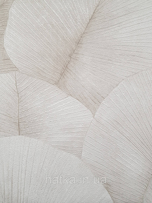 Шпалери метрові вінілові на флізеліні Marburg Kumano 1.06х10 листя бежеві пісочні зі сріблястим 3д лофт 34560 Київ - фото 1