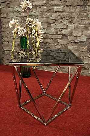 Журнальний столик SILVER B димчасте скло/срібло 50X50 Днепр