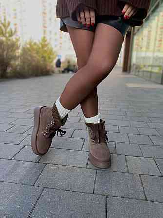 Угги жіночі HENGJI T007-7 шоколадні (зима, замша натуральна) (6163) Коломия