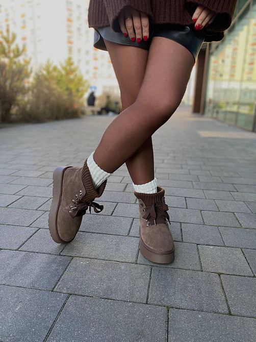 Угги жіночі HENGJI T007-7 шоколадні (зима, замша натуральна) (6163) Коломыя - изображение 4