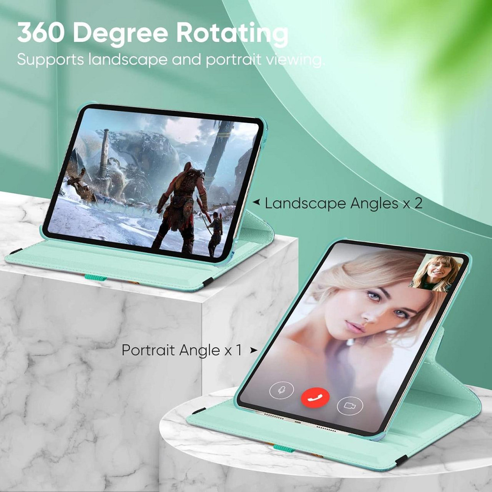 Чехол Fintie для iPad mini 7 A17 Pro / mini 6 A2567-69 Marble Green 360° регулируемая подставка держатель Киев - изображение 7