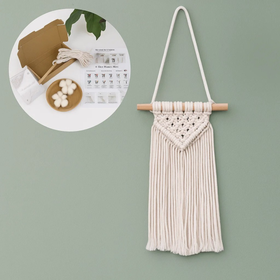 Набір макраме для творчості та ручного в'язання гобелена настінного декору «Міні-панно» 40х15см, білий Кам'янець-Подільський