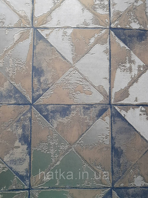 Обои виниловые на флизелине Sirpi Alta gamma Sempre 3 квадраты эффект старения под штукатурку серебро бирюза Киев - изображение 3