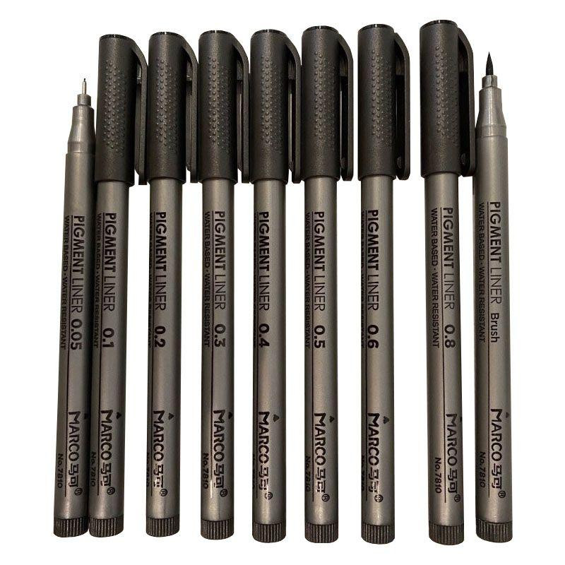 Набір рапідографів "Marco" Raffine 7810-9PB 9шт (0,05;0,1;0,2;0,3;0,4;0,5;0,6;0,8;brush), шт Київ - фото 1