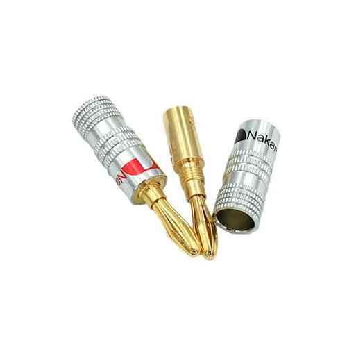 Штекер акустический разъем банан зажимной 4мм Nakamichi пара медный с золотым напылением Киев