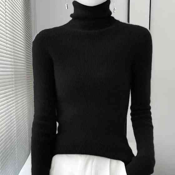 Жіночий теплий базовий гольф ангора рубчик Чорний, 54/56 Одеса