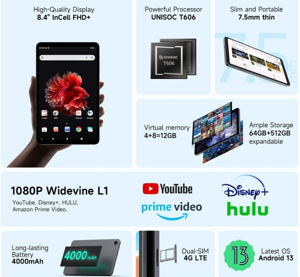 Планшет: 4G Alldocube iPlay 50 mini 8.4/12 64Gb. SIM Книга iPad Xiaomi. Киев - изображение 2