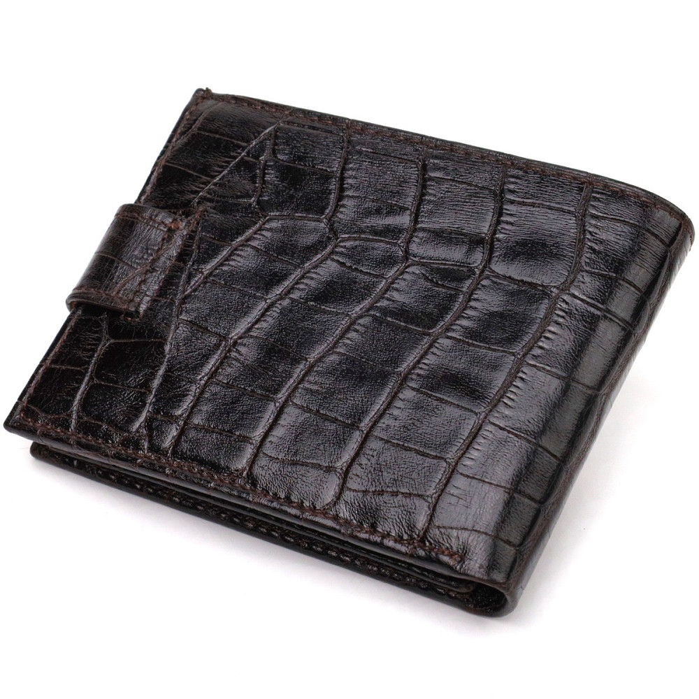 Фактурний невеликий чоловічий гаманець з натуральної шкіри з тисненням під крокодила CANPELLINI 21747 Чорний Київ - фото 2