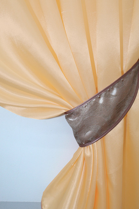 Кухонные шторы VR-Textil № 073к с ламбрекеном и подхватами персиковый с пудровым 270х170 см (52-0198) Киев - изображение 3