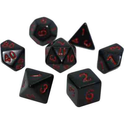 Набор кубиков для настольных игр Games 7 Days Opaque 7 Dice Set - Black (w-red) (7 шт.) (g7dopaq08) Винница