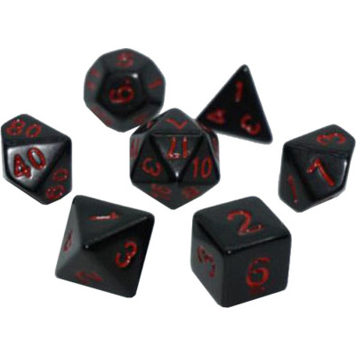 Набір кубиків для настільних ігор Games 7 Days Opaque 7 Dice Set - Black (w-red) (7 шт.) (g7dopaq08) Вінниця - фото 1
