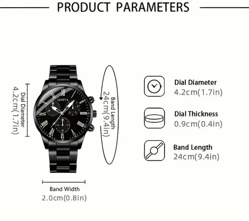 Подарочный набор для мужчин наручные часы с браслетом кулоном и кольцом черный Киев - изображение 7