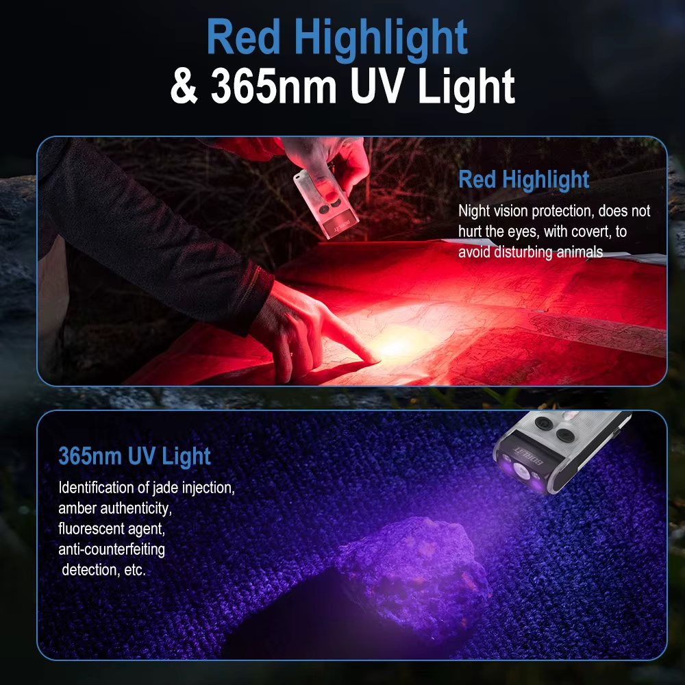 Фонарик брелок наключный Boruit V30 UV EDC 900лм Прозрачный Винница - изображение 10
