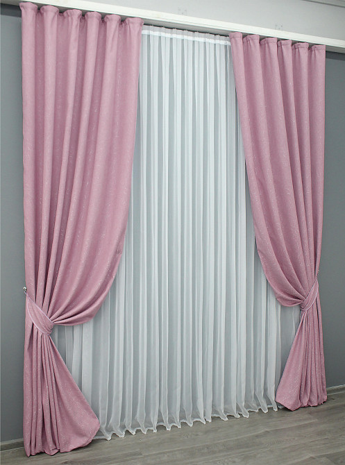 Комплект готових штор VR-Textil Льон № 1345ш Рожевий 150х270 см 2 шт (33-0296) Київ - фото 3