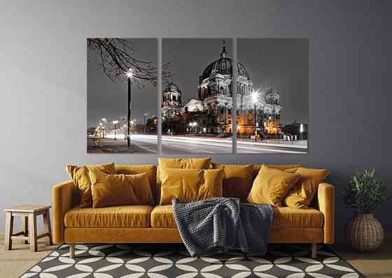Модульная картина в гостиную / спальню  Вечірнє місто      ART-294_3A Киев